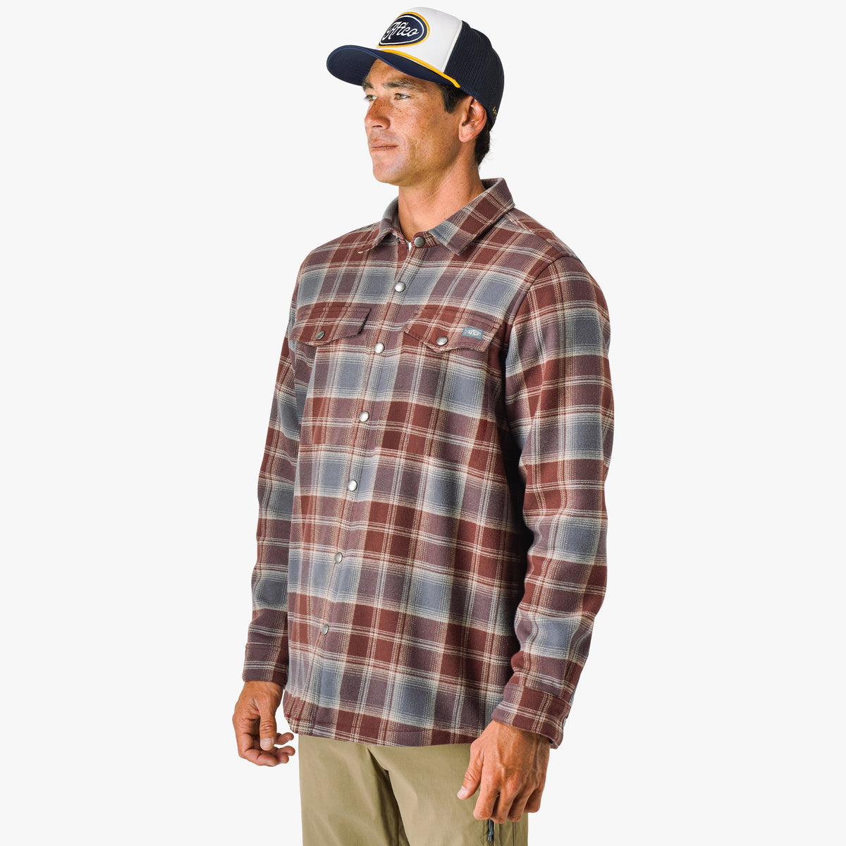 Mens Stout Button Up Flannel Shacket - AFTCO