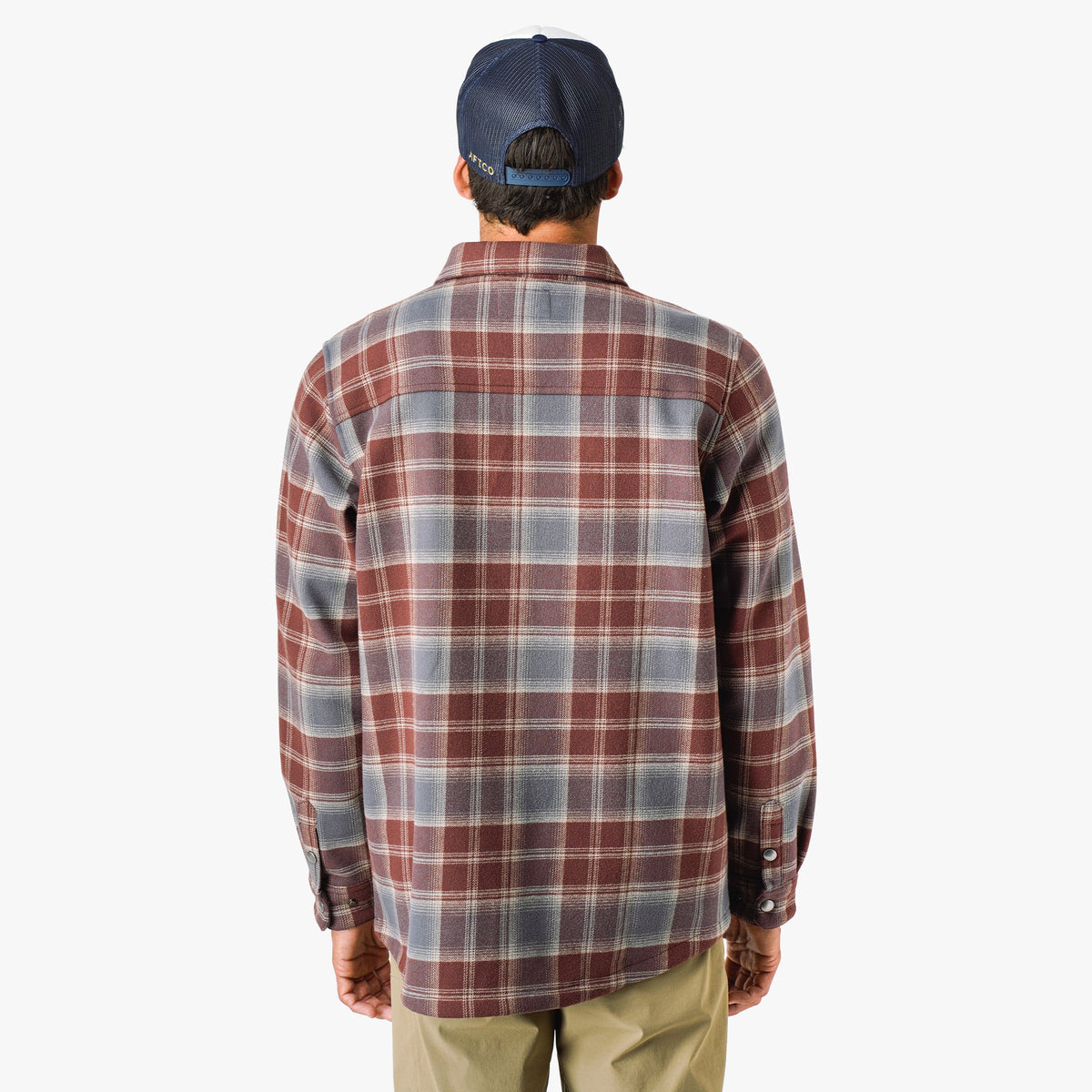 Mens Stout Button Up Flannel Shacket - AFTCO