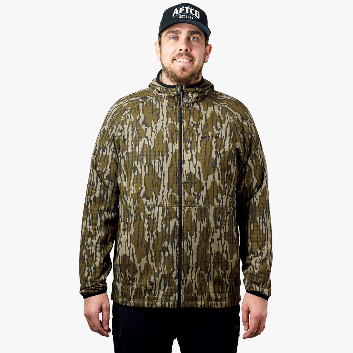 Mens ArmourLoft Mossy Oak Full Zip Fishing Hoodie - AFTCO