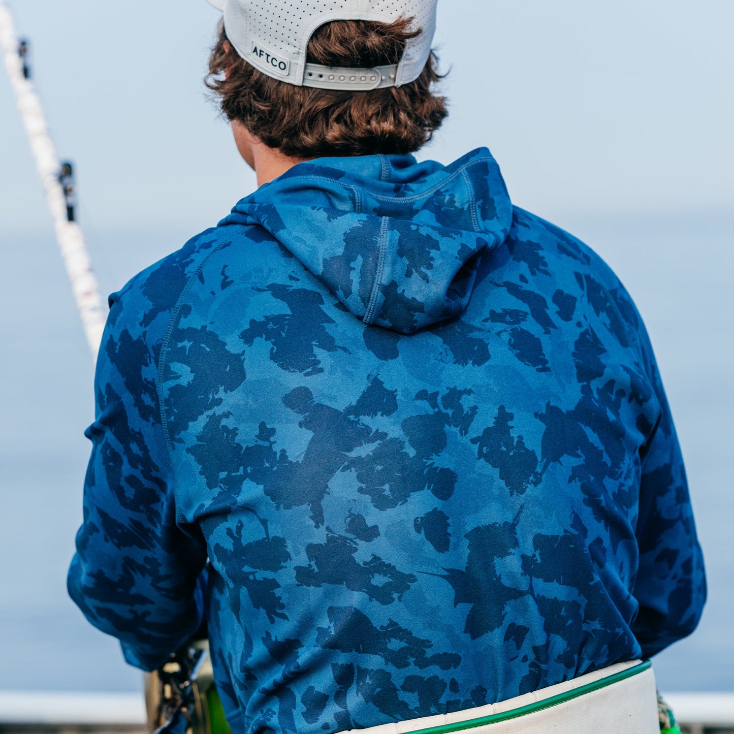 Mens Coastal Layer Printed Camo Fishing Hoodie - AFTCO