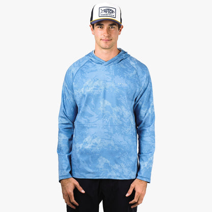 Mens Coastal Layer Printed Camo Fishing Hoodie - AFTCO