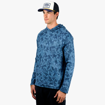 Mens Coastal Layer Printed Camo Fishing Hoodie - AFTCO