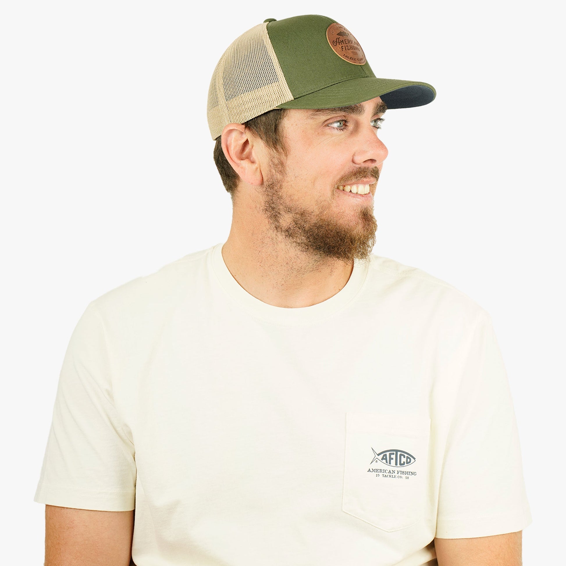 Mens Lemonade Leather Trucker Hat - AFTCO