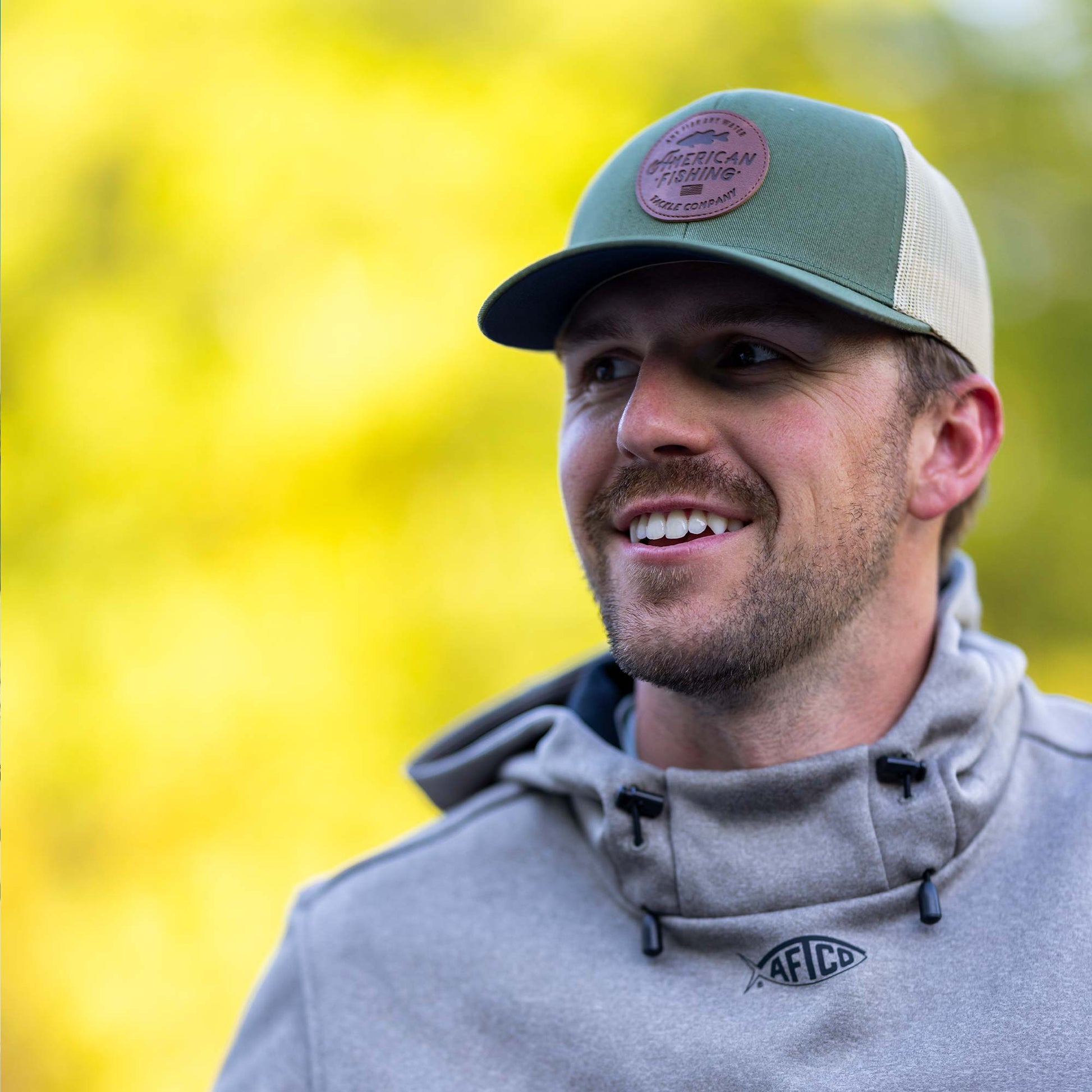 Mens Lemonade Leather Trucker Hat - AFTCO
