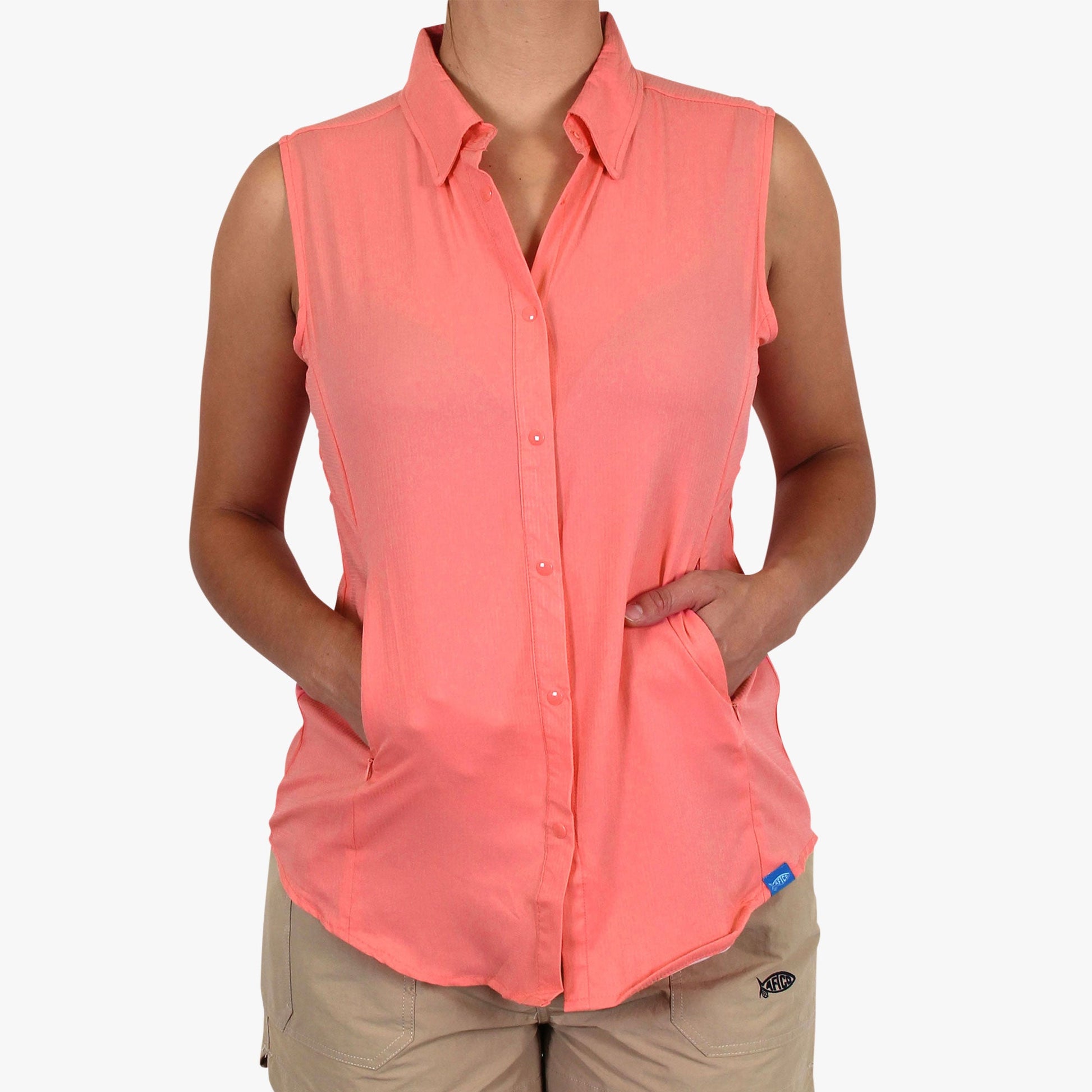 Womens Women's Wrangle Sleeveless Button Down Shirt - AFTCO