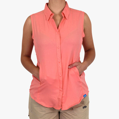 Womens Women's Wrangle Sleeveless Button Down Shirt - AFTCO