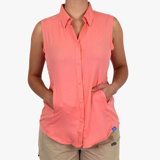 Womens Women's Wrangle Sleeveless Button Down Shirt - AFTCO