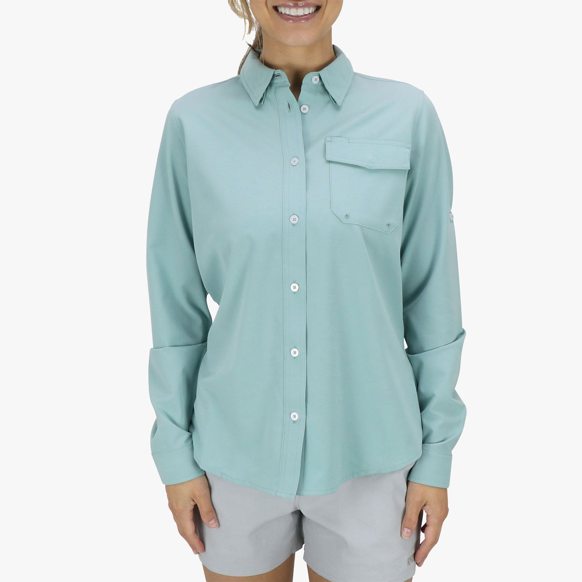 Womens Women's Ace LS Button Down - AFTCO