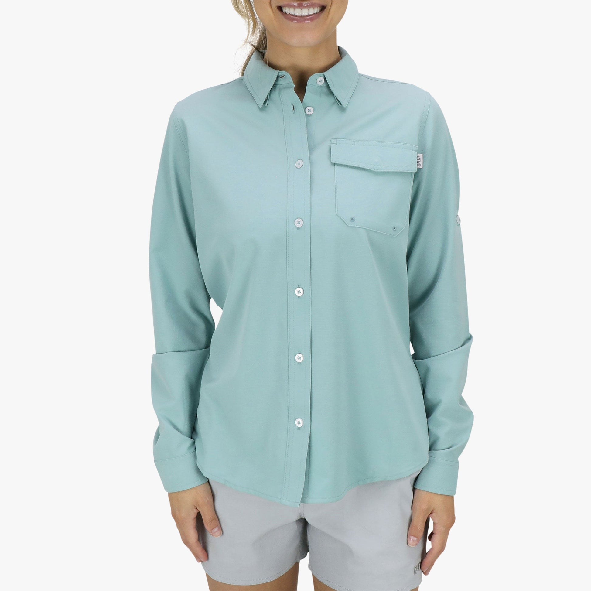 Womens Women's Ace LS Button Down - AFTCO