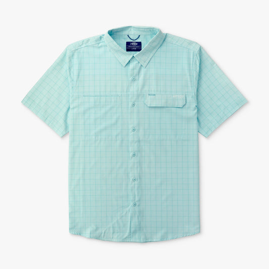 Mens Air O Mesh Printed SS Button Down Fishing Shirt - AFTCO