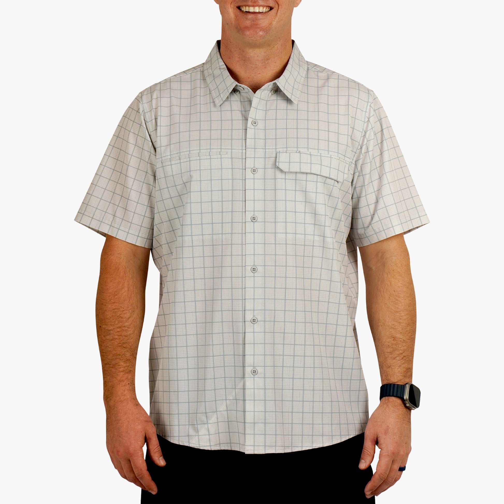 Mens Air O Mesh Printed SS Button Down Fishing Shirt - AFTCO