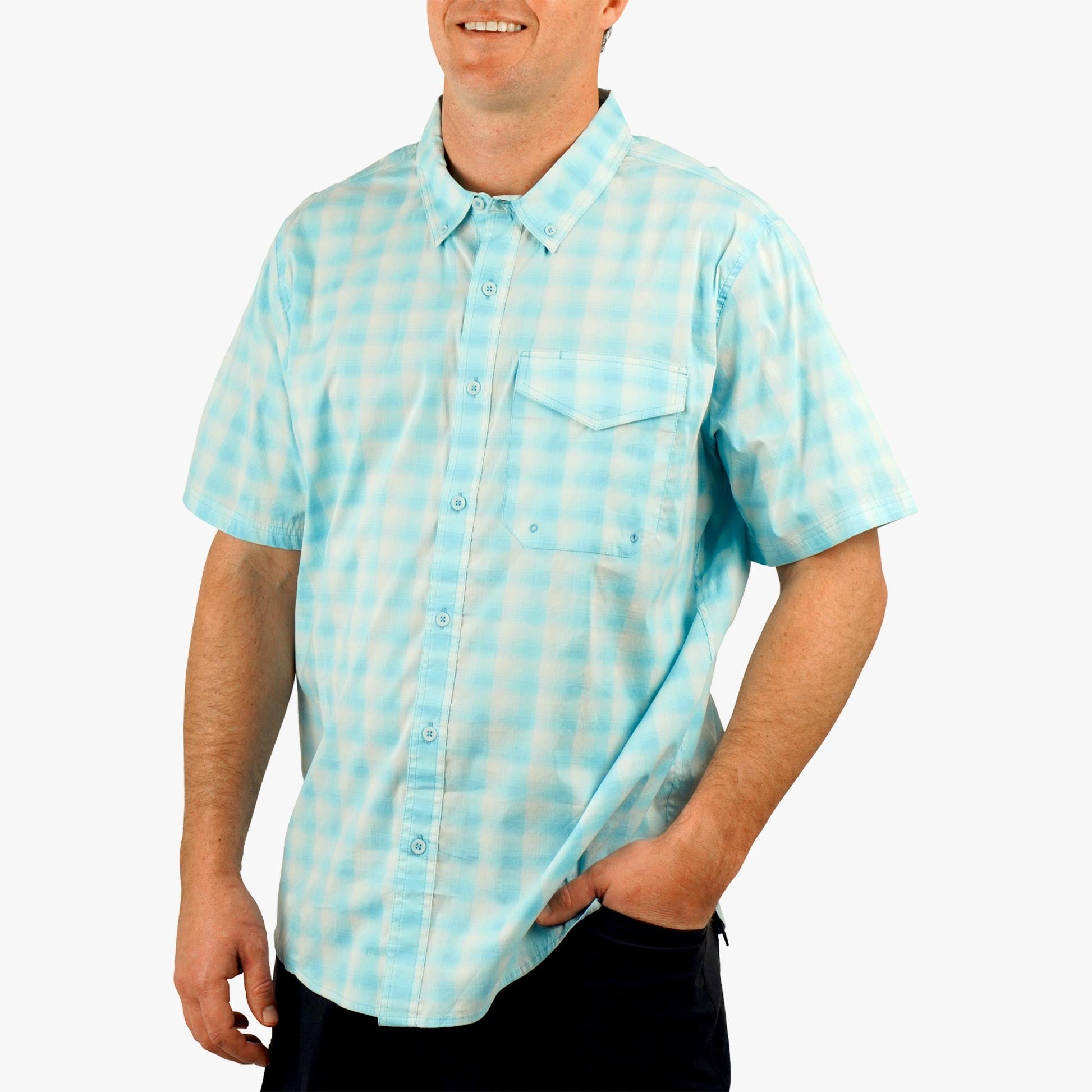 Mens Portside SS Button Down Fishing Shirt - AFTCO