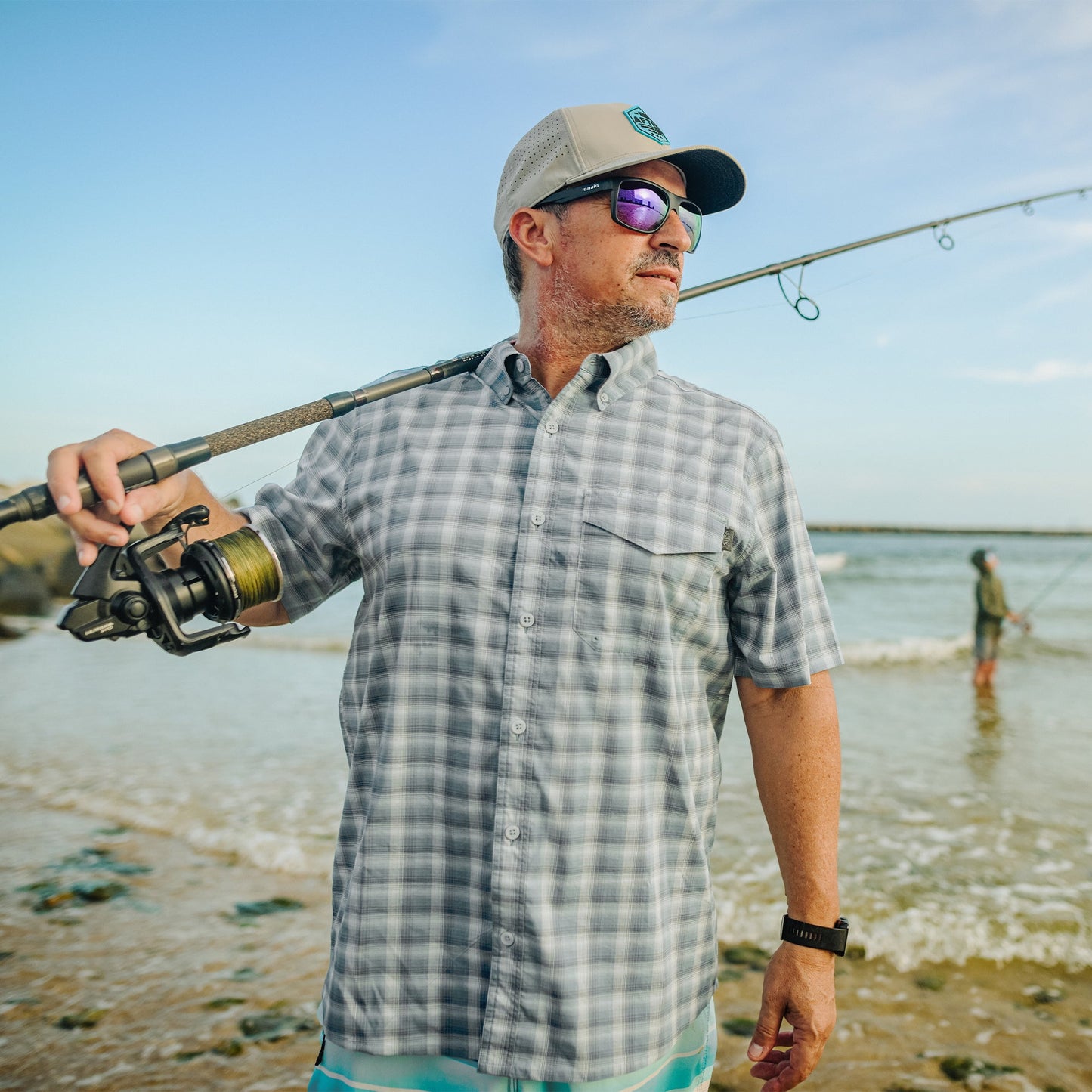 Mens Portside SS Button Down Fishing Shirt - AFTCO