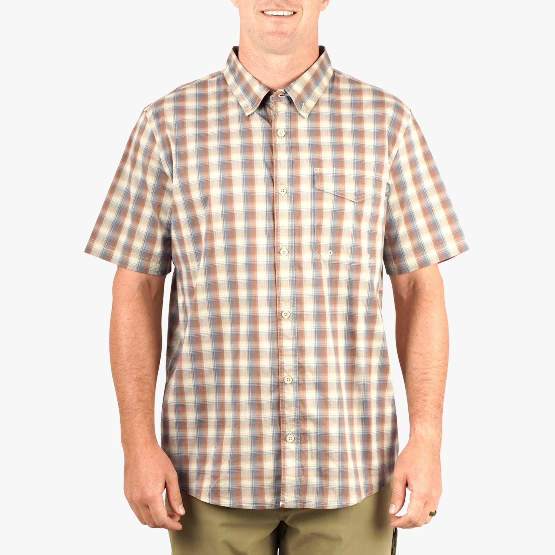 Mens Portside SS Button Down Fishing Shirt - AFTCO