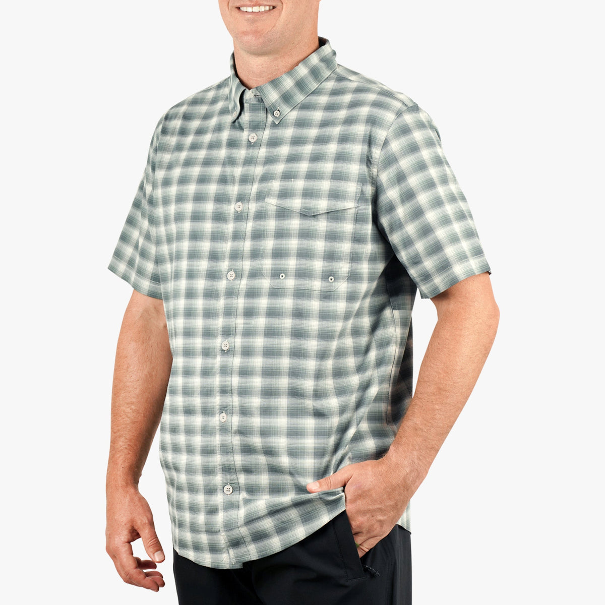 Mens Portside SS Button Down Fishing Shirt - AFTCO