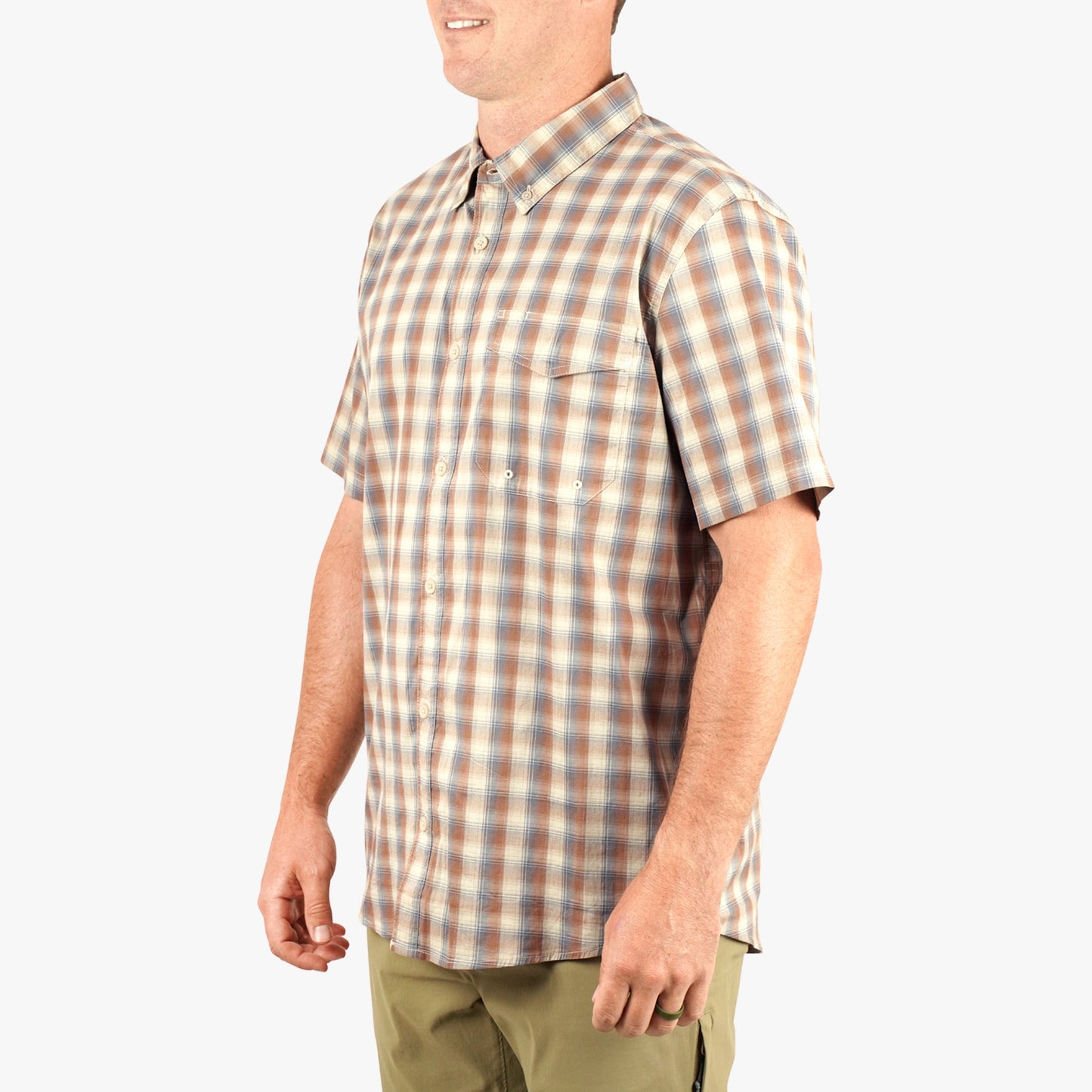 Mens Portside SS Button Down Fishing Shirt - AFTCO
