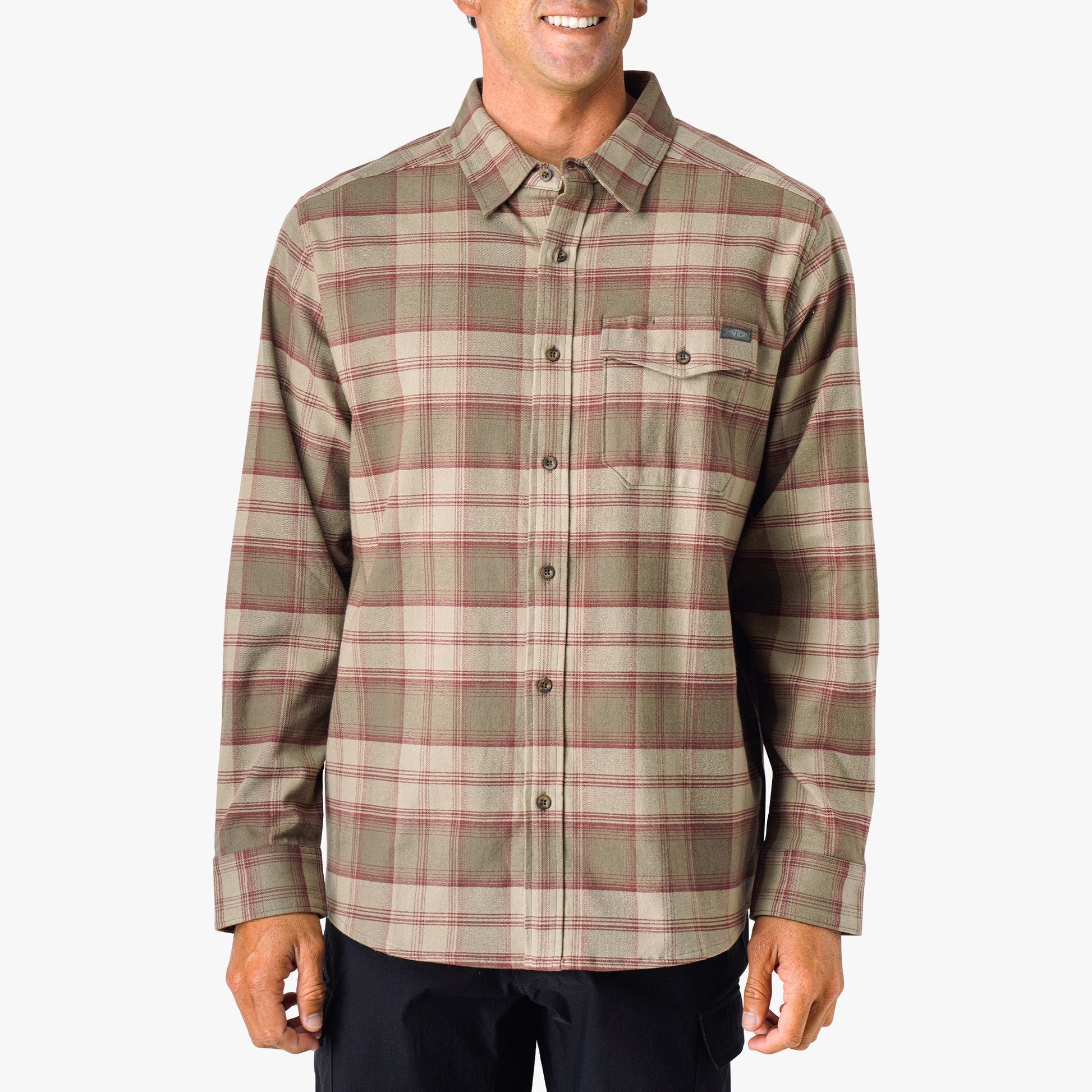 Mens Lager LS Flannel Shirt - AFTCO