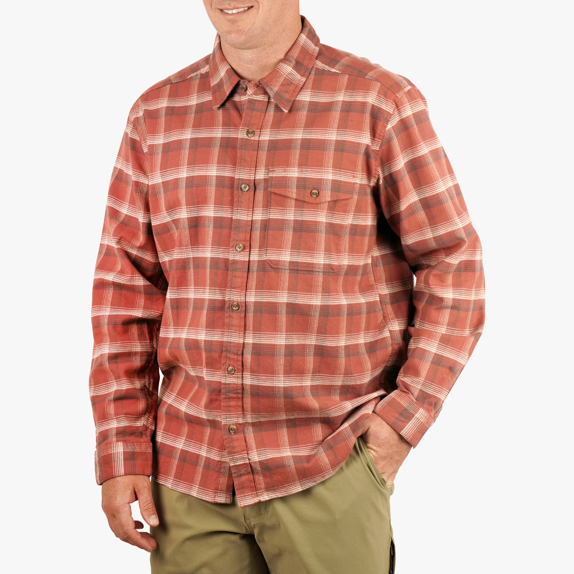 Mens Lager LS Flannel Shirt - AFTCO