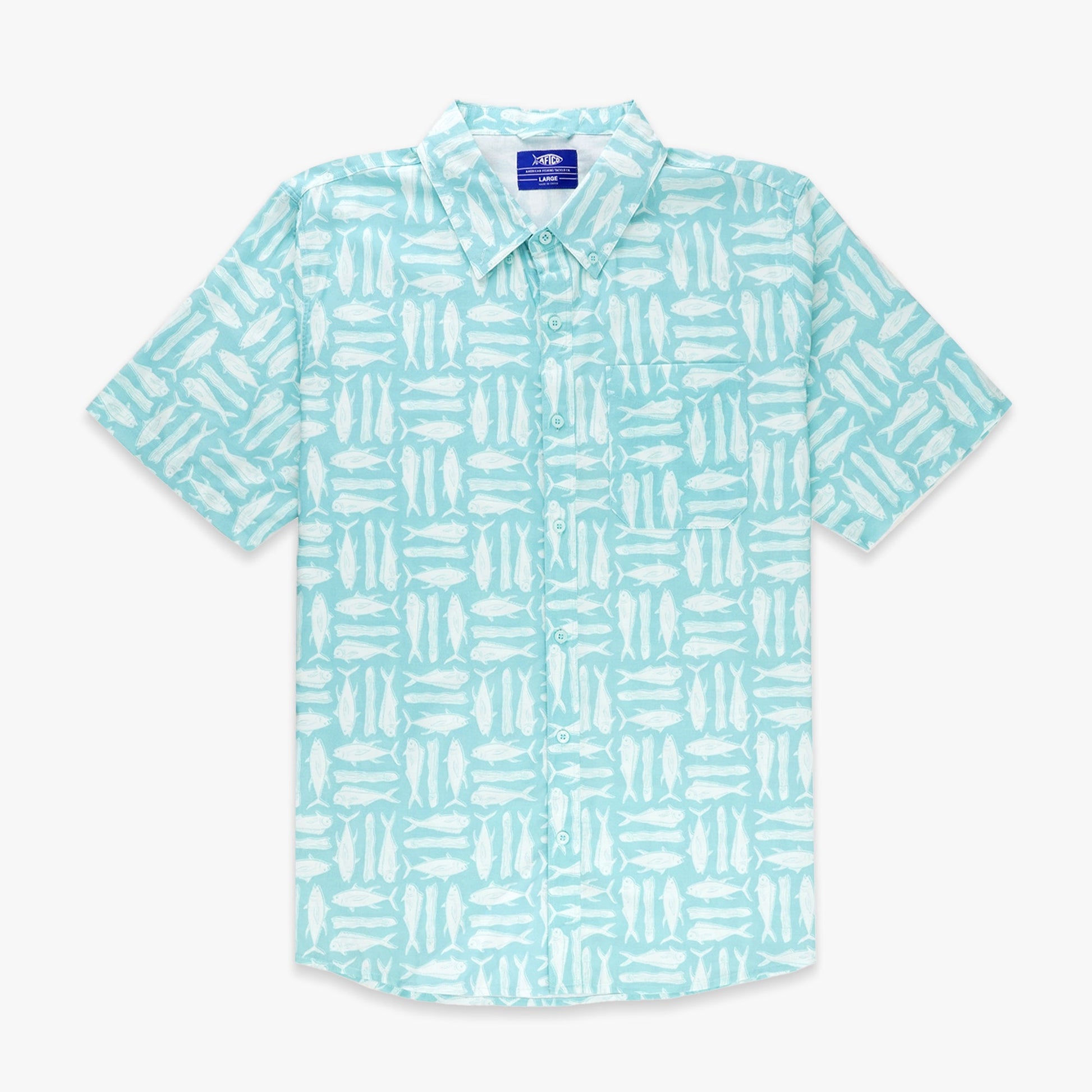 Mens Boatbar SS Button Down Fishing Shirt - AFTCO