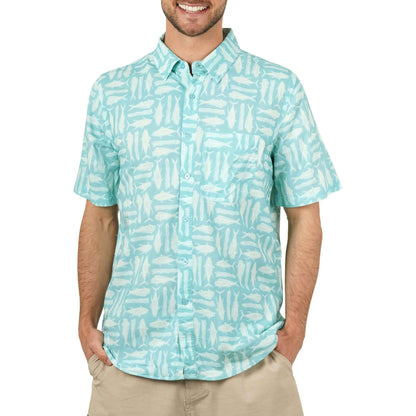 Mens Boatbar SS Button Down Fishing Shirt - AFTCO