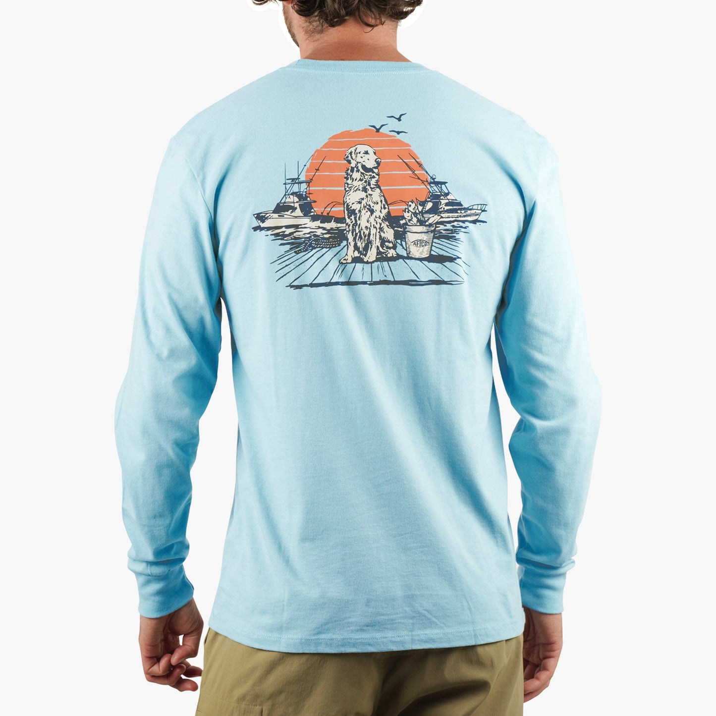 Mens Bucket Long Sleeve Fishing Tee Shirt - AFTCO